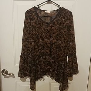 Blu pepper small rustic Rose sheer top